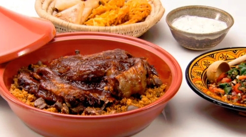 Slow-cooked shoulder of goat