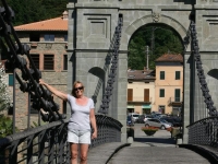 Penny on the chain bridge