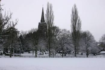 Byfield church in the snow