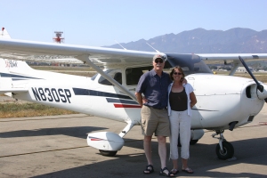 By the airplane at Santa Barbara airport